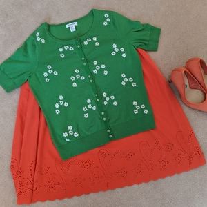Vintage green short sleeve cardigan
